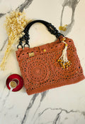 Borsa "Gal" Rosone in Lino e Cotone – Pezzo Unico con Fodera a Contrasto e Charm Maya