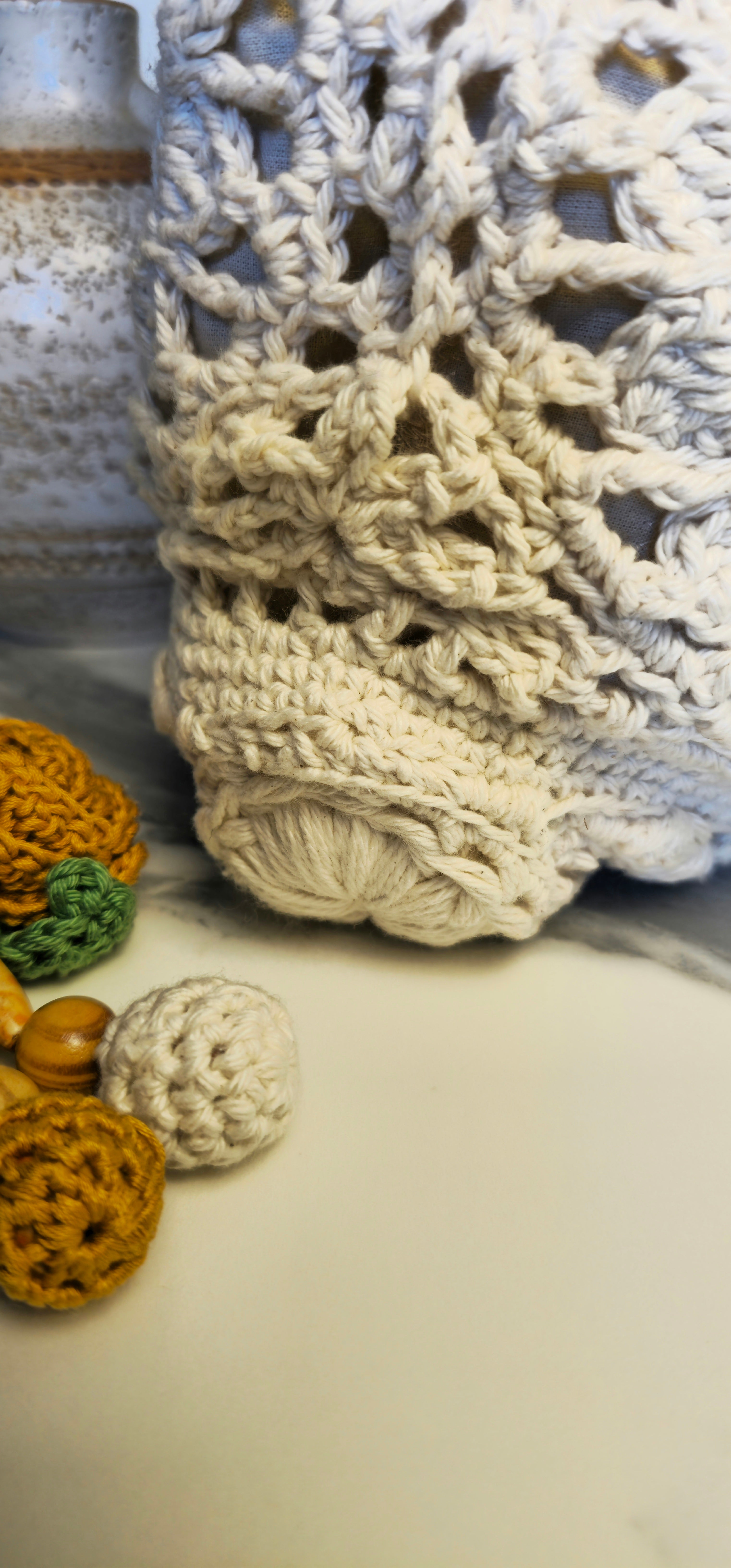 Borsa "Gal" Rosone in Cotone e Lino Naturale – Pezzo Unico con Charm Flora