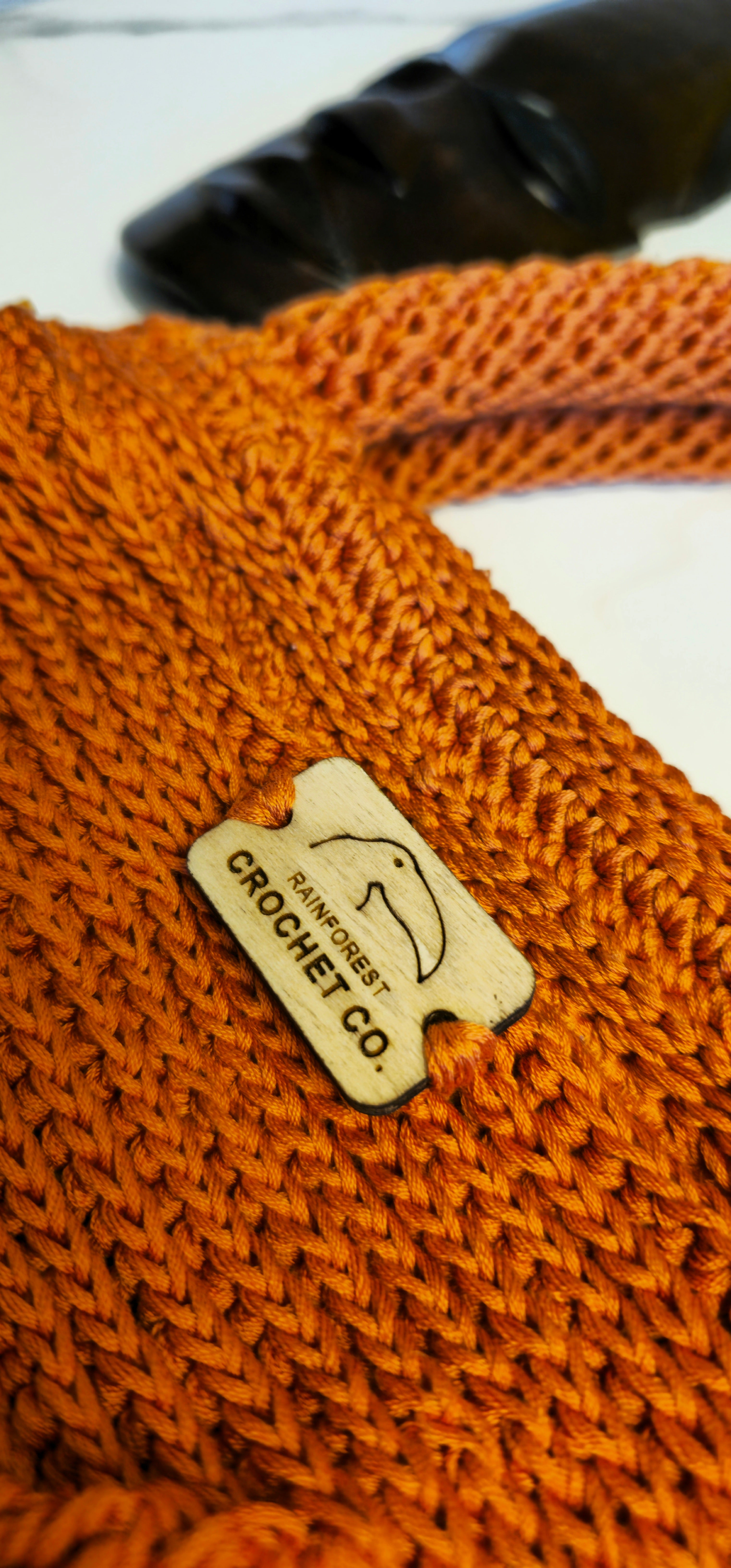 Borsa Crochet "Elis" Arancio Bruciato - Cotone Egiziano e Lino - Manici Morbidi in Crochet - Borsa Pezzo Unico